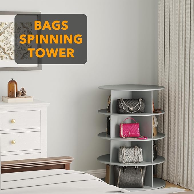 SpaceAid 4 Tier Rotating Shoe Rack Tower, Spinning Shoe Display Lazy Susan - Image 5