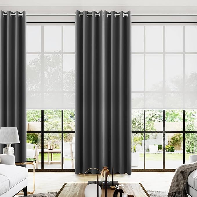 KOUFALL Dark Gray Blackout Curtains by KOUFALL