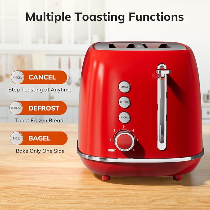 2 Slice Stainless Steel Toaster Retro - Image 2