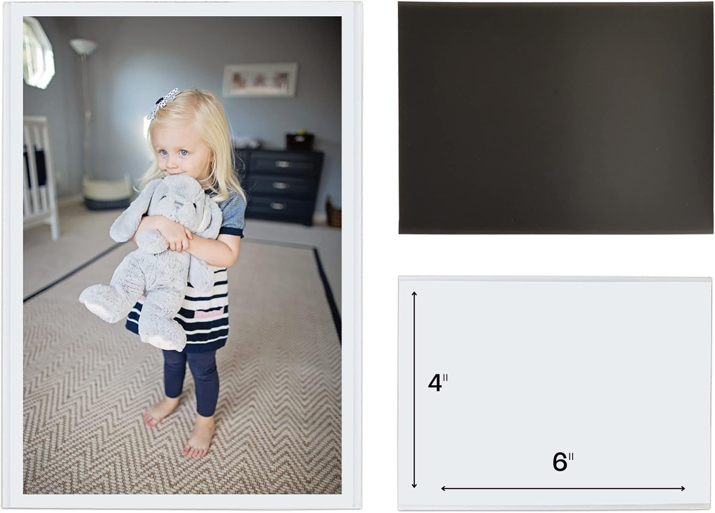Magtech Magnetic Photo Pocket Picture Frame, White, Holds 4 x 6 Inches Photos, 25 Pack, Made in the USA (14625)