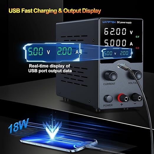 Wanptek DC Power Supply Variable 62V 5A, Bench Power Supplies - Image 3