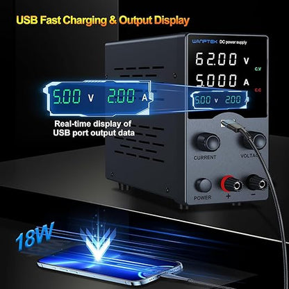 Wanptek DC Power Supply Variable 62V 5A, Bench Power Supplies - Image 3