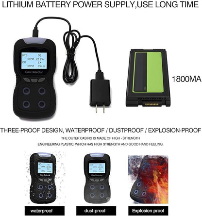 Vzmcov 4 in 1 Gas Detector, Rechargeable Portable 4 in 1 Gas Clip 4-Gas Monitor - Image 8