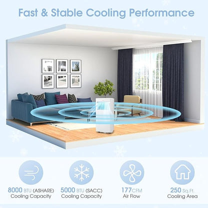 COSTWAY Portable Air Conditioner, 8000 BTU AC Unit - Image 3