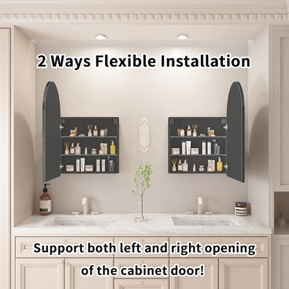 Bathroom Medicine Cabinet with Mirror, Arched Medicine Cabinet Wall Mounted - Image 5