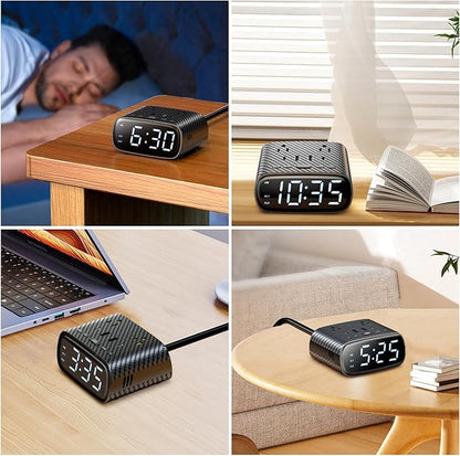 Sussex Alarm Clock with 2 USB-C, 2 USB-A Chargers Power Strip 2 Outlets - Image 7