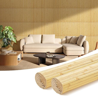 OUZUGIE 2 Pack 96x24 Inch Natural Bamboo Wall Panel – Natural Pole Wrap Paneling by OUZUGIE