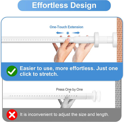 Long Tension Rod 39-144inch White Tension Curtain Rods no Drilling | 1.26" Diameter Outdoor Curtain Rod for Patio,Windows,Anywhere Heavy Duty Spring Rods Adjustable