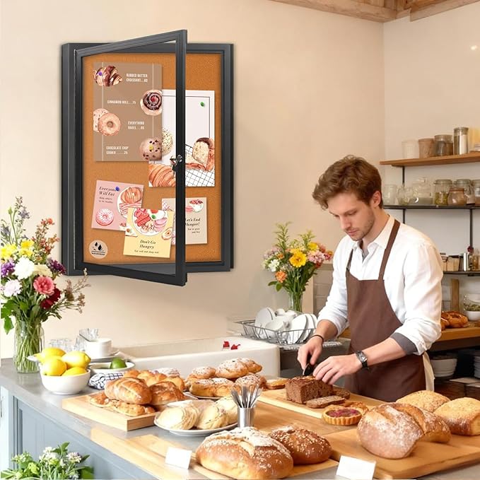 Enclosed Bulletin Board, Outdoor Weatherproof Cork Noticeboard - Image 2