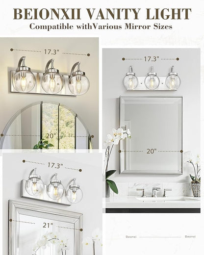 Beionxii Brushed Nickel Bathroom Light Fixtures, 3-Light Bathroom Vanity Light - Image 7