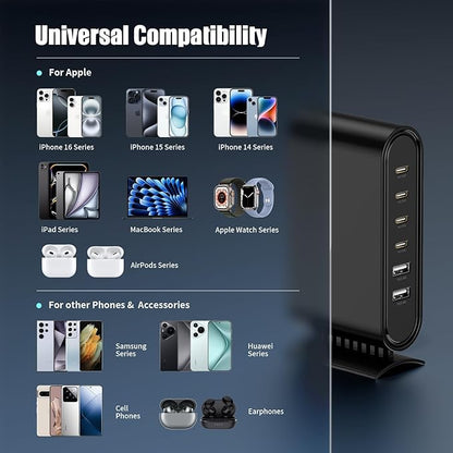 USB C Charger Block Fast Charging Station, 6-in-1 Desktop Charger Adapter - Image 7