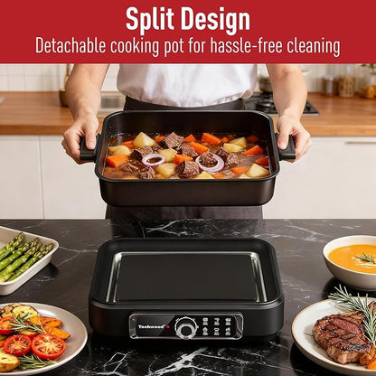 Electric Skillet, Techwood 7.5-Quart 2-in-1 Versatile Multi-Cooker - Image 2