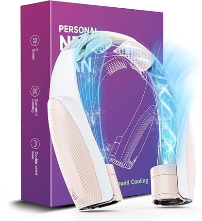 AI Portable Neck Fan with 6 Powerful Speeds, 8000mAh Battery Operated USB-C by Slientspin