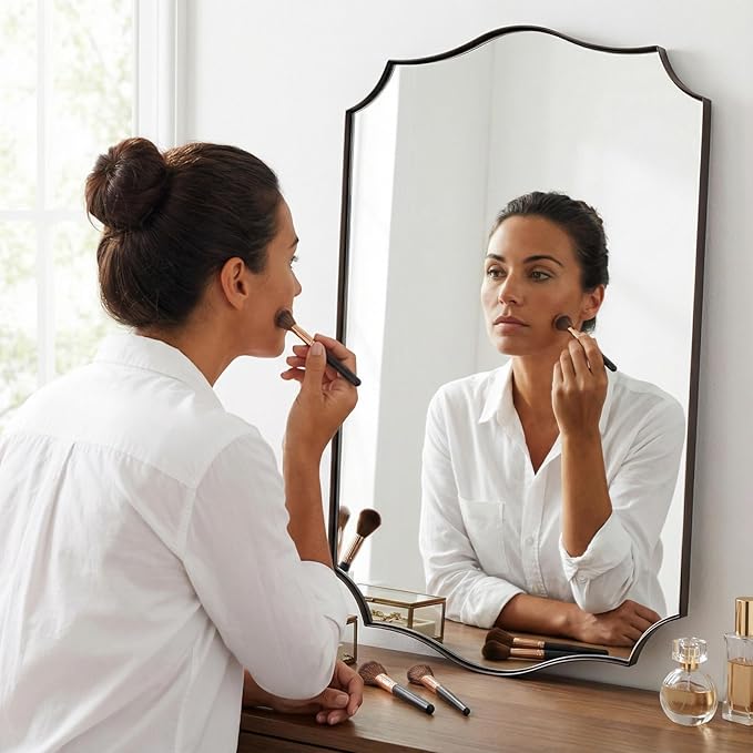 ANDY STAR Brushed Bronze Bathroom Mirror, 22x30 Inch Vanity Mirror, Scalloped - Image 5