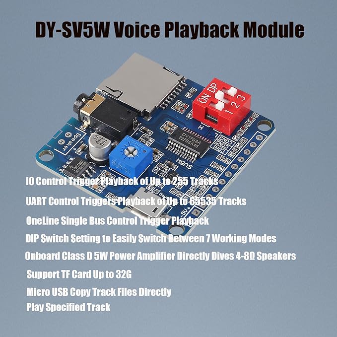 Diann 4pcs MP3 Voice Playback Module DY-SV5W Player Music Voice Board IO - Image 2