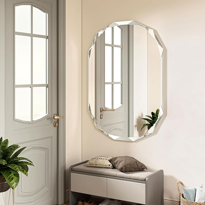 Bathroom Mirrors for Over Sink, Round Frameless Mirrors for Wall, 20x30 Inch - Image 3