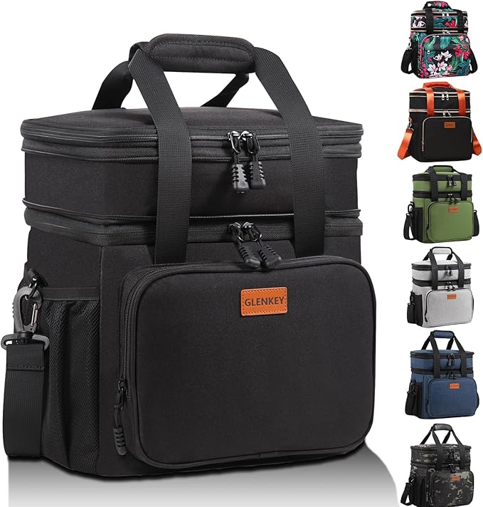Expandable Insulated Large Lunch Box, Double Deck Heavy Duty Durable Lunch Bag by GLENKEY