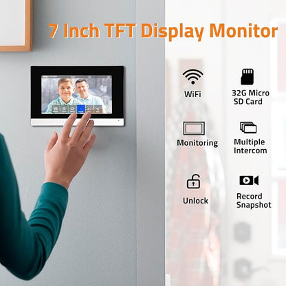 Wireless IP Video Doorbell Intercom System, WiFi 7 Inch Monitor - Image 4