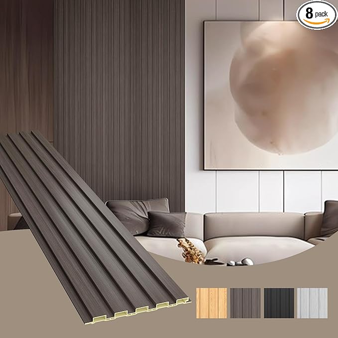 OUZUGIE WPC Acoustic Slat Wall Paneling, Living Room, TV Background, Study Room by OUZUGIE