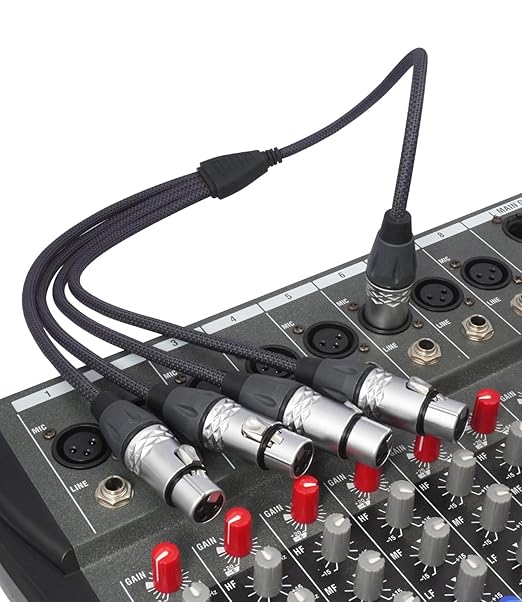 HUALEU 3Pin XLR 1 Male to 4 Female Splitter Cable 2Feet, 4WAY XLR Four-Input - Image 6