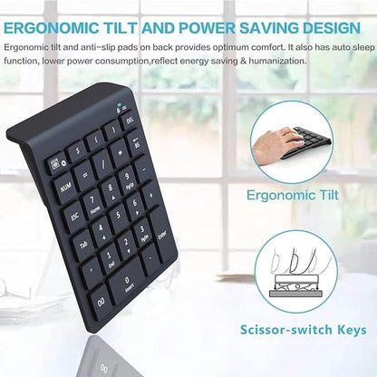 Lekvey Bluetooth Number Pad for Laptop, Wireless Numeric keypad, 28 Keys Numpad - Image 4