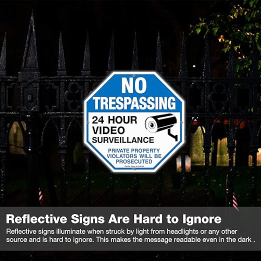 2-Pack No Trespassing Sign Private Property Protected By Video Surveillance - Image 5