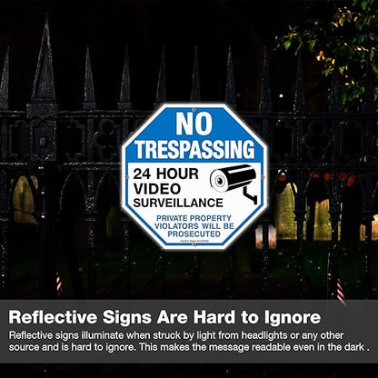 4-Pack No Trespassing Sign Private Property Protected By Video Surveillance - Image 5
