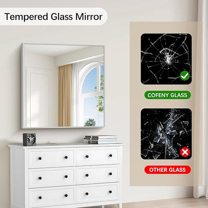 Silver Bathroom Mirror for Wall, 30x30 Inch Rectangle Mirrors - Image 8