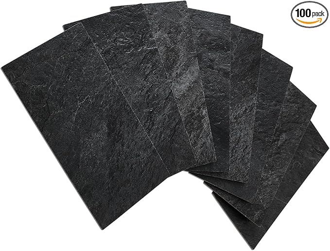 AULIGET 100 Piece Black Slate Peel and Stick Backsplash Wall Tiles, Laundry Room by AULIGET