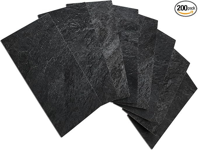 AULIGET 200 Pieces Black Slate Peel and Stick Backsplash Wall Tiles, Laundry by AULIGET
