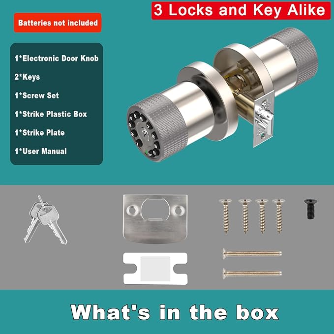 BOTHSTAR Keypad Door Knob with Key, Keyless Entry Door Lock, Code Locks Door - Image 6