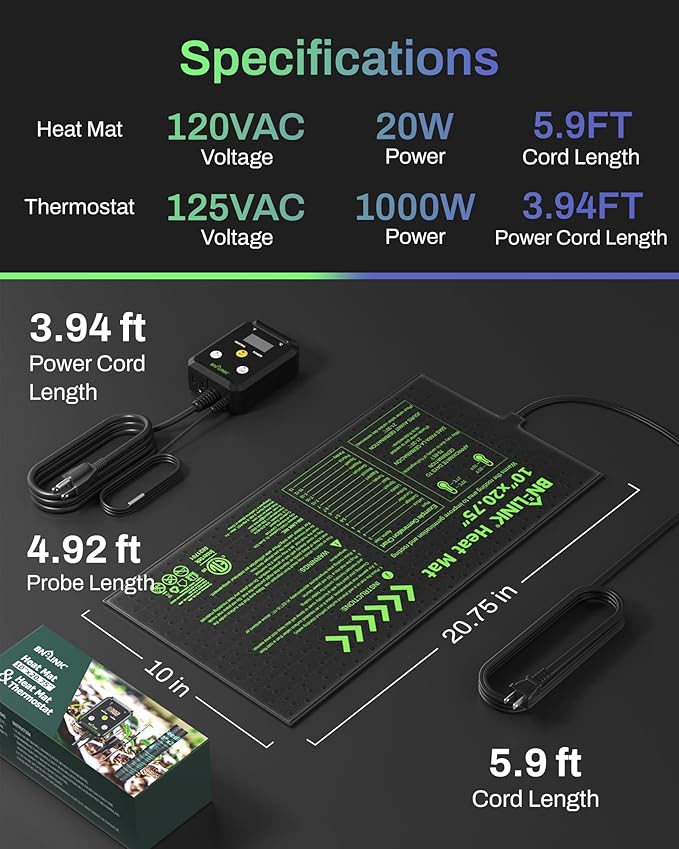 BN-LINK Seedling Heat Mat with Thermostat Controller Combo Set, Plants - Image 6