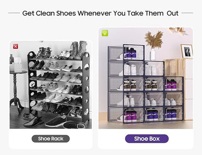 Kuject X-Large Shoe Storage Boxes Organizers Clear Plastic Stackable 12 Pack - Image 4