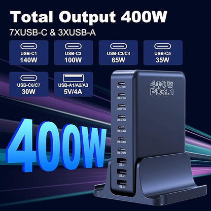 CHIPOFY 400W USB C Charger, GaN Compact 10-Ports PD3.1 140W PPS 45W QC20W Super - Image 3