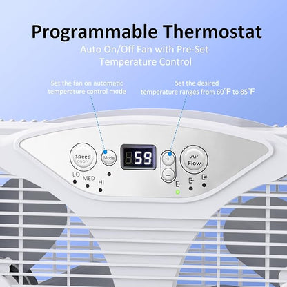 shinic Twin Window Fan with Reversible Airflow, Thermostat Controlled, 3 Speeds - Image 5