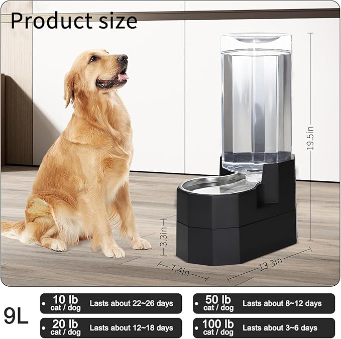 Sfozstra Elevated Dog Water Dispenser: 9L Gravity Auto Refill -Senior & - Image 5