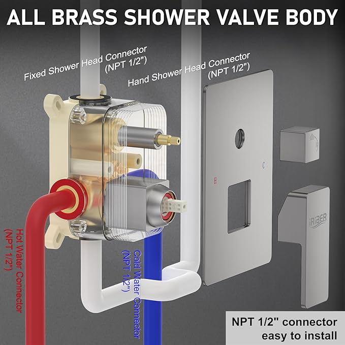 Iriber 12-Inch Rainfall Shower System - Image 3