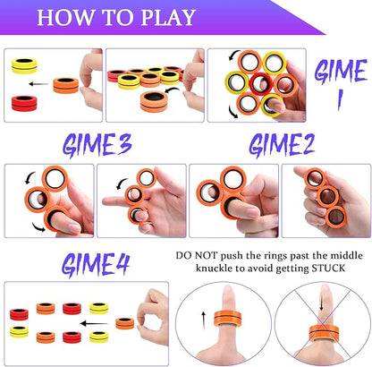 Cevioce 9 PCS Magnetic Ring Fidget Toys Set, ADHD Anxiety Magnetic Finger - Image 5