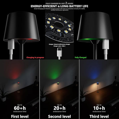 Compact Cordless Table Lamp, Rechargeable LED Night Light, Dual Light Source - Image 7