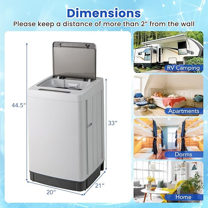 COSTWAY Portable Washing Machine, 11 LBS Full Automatic Portable Washer - Image 9