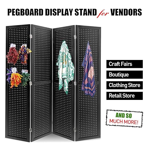 Babion 4 Panel Pegboard Display, Peg Board Room Divider Freestanding Folding - Image 9