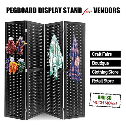 Babion 4 Panel Pegboard Display, Peg Board Room Divider Freestanding Folding - Image 9