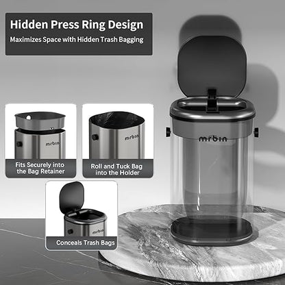 MRBIN Stainless Steel Motion Sensor Tall Bathroom Trash Can - Image 7