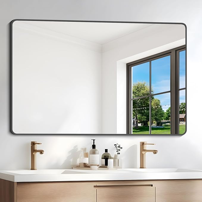 36" x 55"Bathroom Mirror, Matte Black Wall Mirror - Image 2