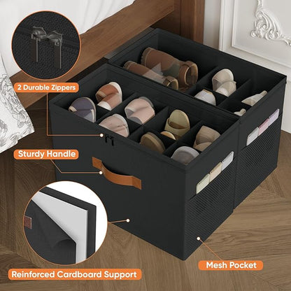 2 Pack Shoe Organizer for Closet, Foldable Shoe Storage Organizer - Image 5