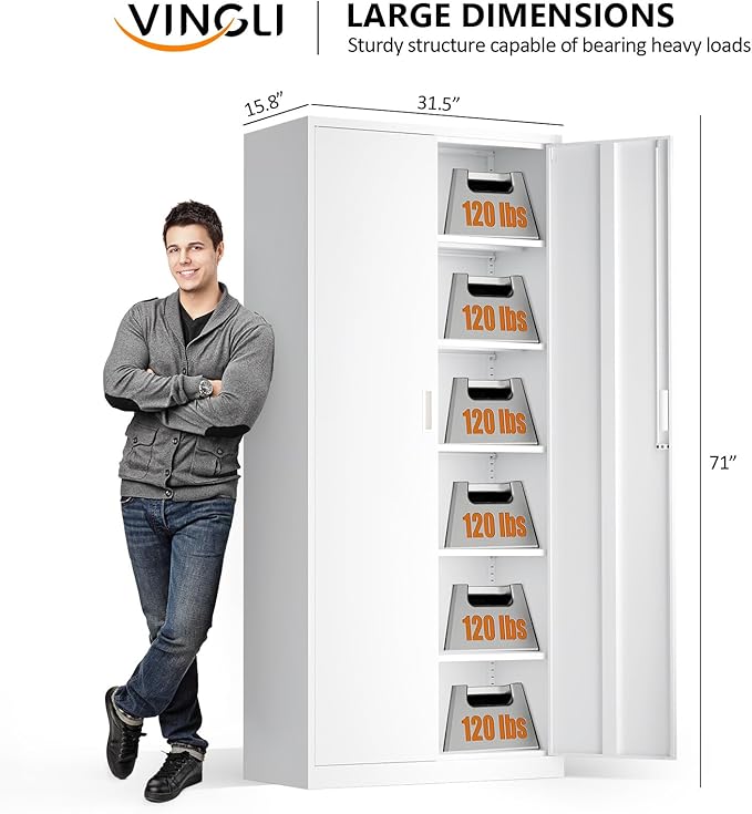 VINGLI Metal Garage Storage Cabinet - Image 3