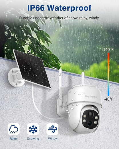 Septekon 360°PTZ Security Cameras Wireless Outdoor 2 Pack, 2K Solar Battery - Image 5