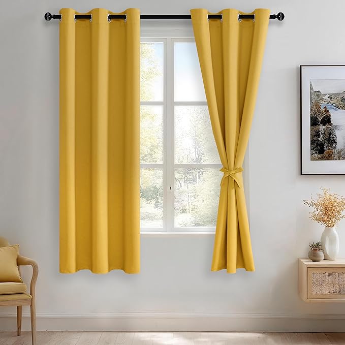 JIUZHEN Blackout Curtains with Tiebacks by JIUZHEN