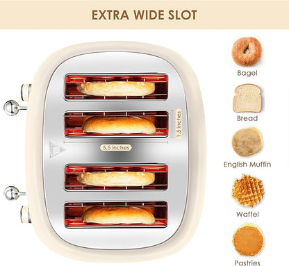 4 Slice Toaster Roter Mond Retro Stainless Steel - Image 3