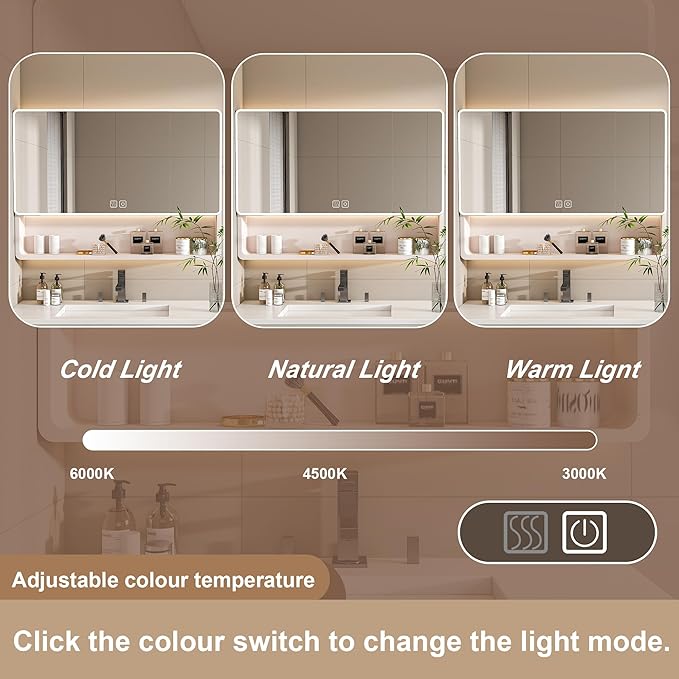 35x28 Inch Bathroom Mirror Cabinet - Image 6